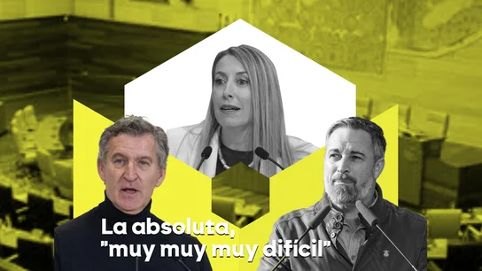 María Guardiola, Alberto Núñez Feijóo y Santiago Abascal. María Guardiola, Alberto Núñez Feijóo y Santiago Abascal.