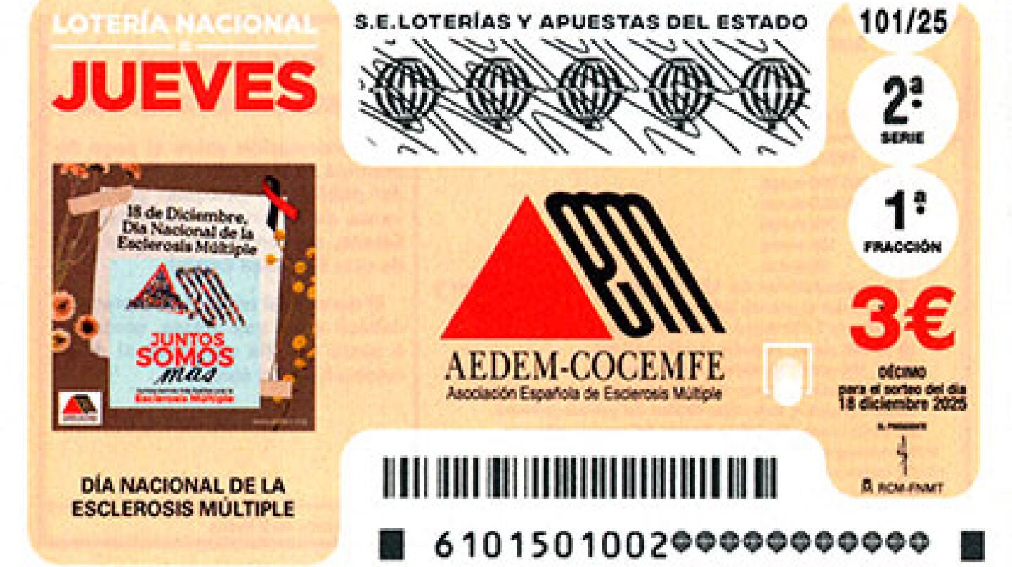 Décimo de la Lotería Nacional del jueves 18 de diciembre de 2025.