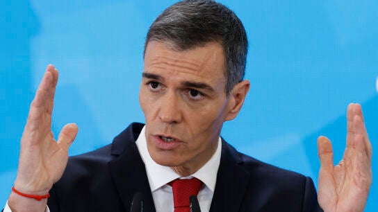 El presidente del Gobierno, Pedro S&aacute;nchez, durante su balance del a&ntilde;o pol&iacute;tico