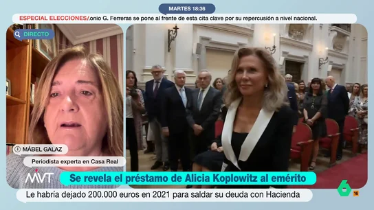 Mábel Galaz, sobre el préstamo de 200.000 euros de Alicia Koplowitz al emérito: "Son muy amigos, para ella eso no es dinero" Mábel Galaz, sobre el préstamo de 200.000 euros de Alicia Koplowitz al emérito: "Son muy amigos, para ella eso no es dinero"