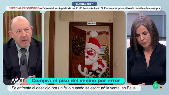 La estupefacción de Bernardos ante la mujer que compró la casa del vecino por error: "No es una naranja, sino el activo más importante de tu vida" Ante el caso de Ana, una mujer de Reus que, tras comprar un piso, se ha dado cuenta de que en realidad estaba adquiriendo el de al lado, Gonzalo Bernardos recomienda "pedir una nota registral" para "saber perfectamente lo que estás comprando".