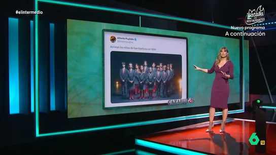 Sandra Sabatés desmonta el bulo ultra sobre los niños de San Ildefonso: "Usa niños para difundir un mensaje racista" Sandra Sabatés desmiente el bulo que circula en las redes con una foto de los niños de San Ildefonso de 1990 que la extrema derecha usa para difundir la teoría del reemplazo. Sin embargo, se trata de una imagen promocional de una ONG de 2022.