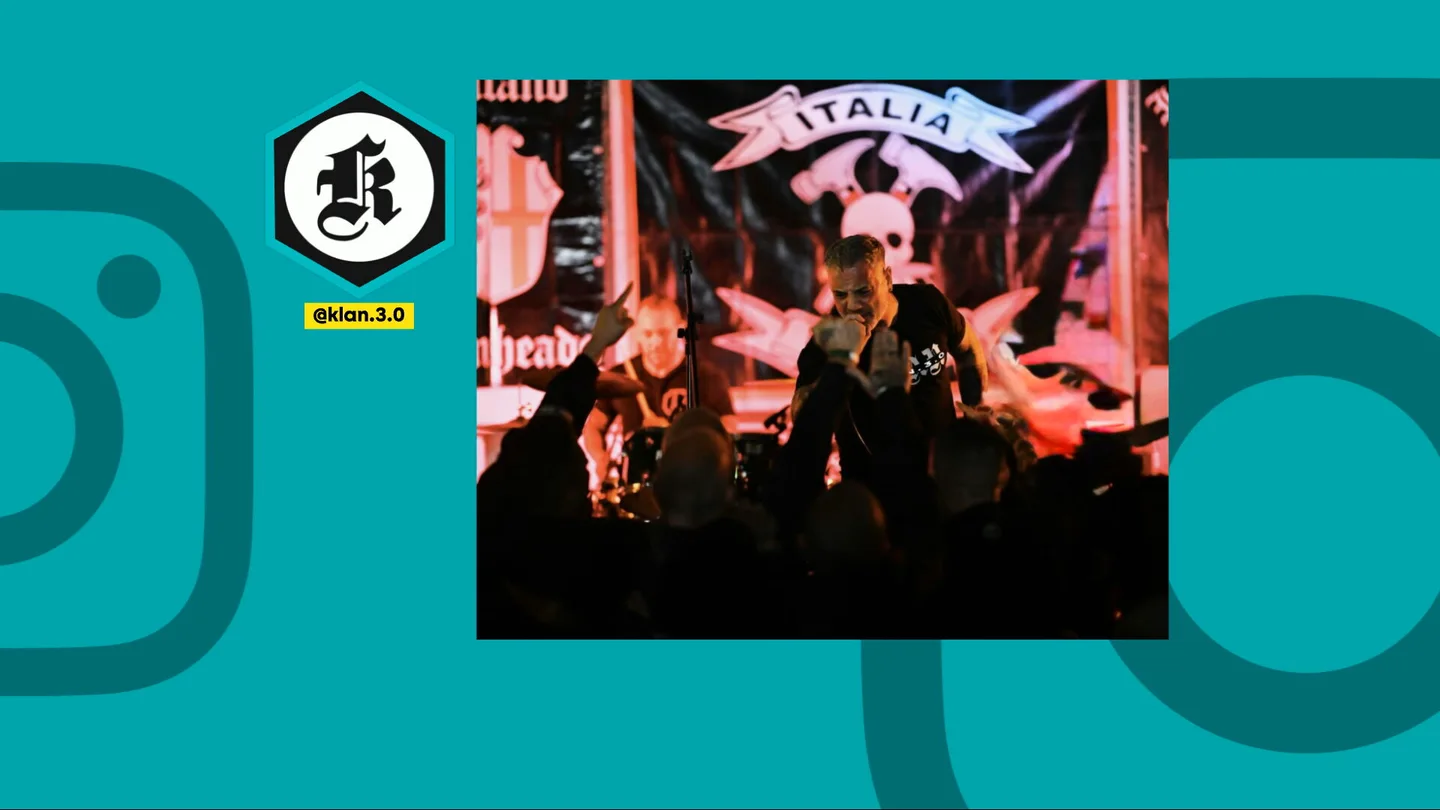 Grafismo de un concierto de Klan, grupo de música nazi Grafismo de un concierto de Klan, grupo de música nazi