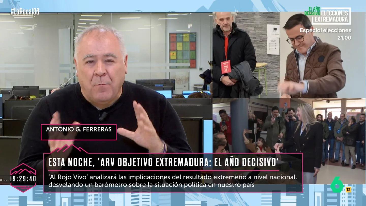 Ferreras analiza el "aleteo y mariposa electoral" de las elecciones en Extremadura Ferreras analiza el "aleteo y mariposa electoral" de las elecciones en Extremadura