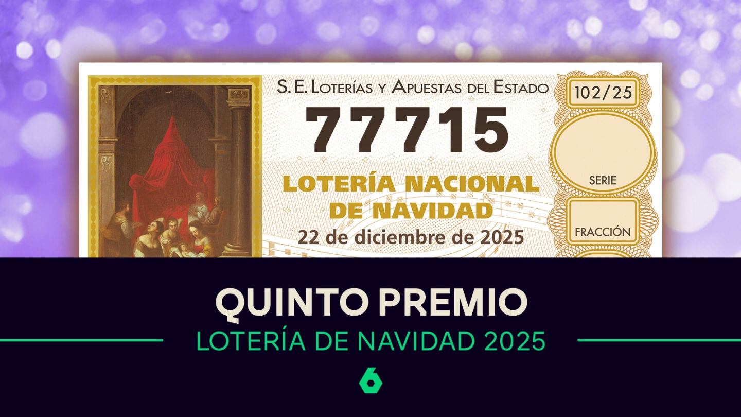 Tercer quinto premio de la Lotería de Navidad para el 77715