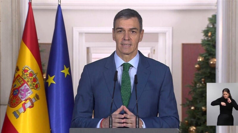 El presidente del Gobierno, Pedro S&aacute;nchez, en la declaraci&oacute;n institucional de este lunes