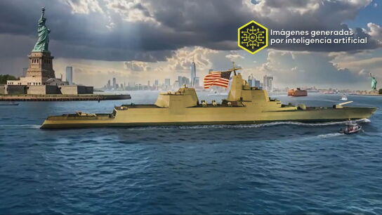 Imagen creada por IA de c&oacute;mo ser&aacute;n los nuevos barcos que quiere construir Trump