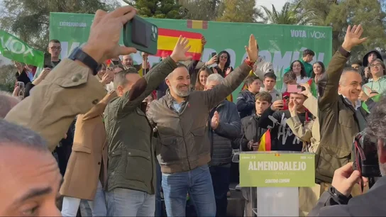 Santiago Abascal en un acto de Vox en Almendralejo. Santiago Abascal en un acto de Vox en Almendralejo.