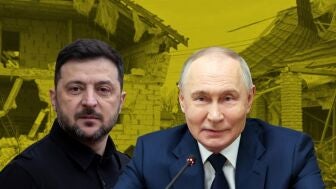 El presidente de Ucrania, Volodimir Zelenski, y el presidente ruso, Vladimir Putin.