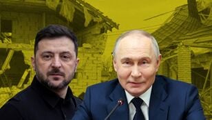 El presidente de Ucrania, Volodimir Zelenski, y el presidente ruso, Vladimir Putin.