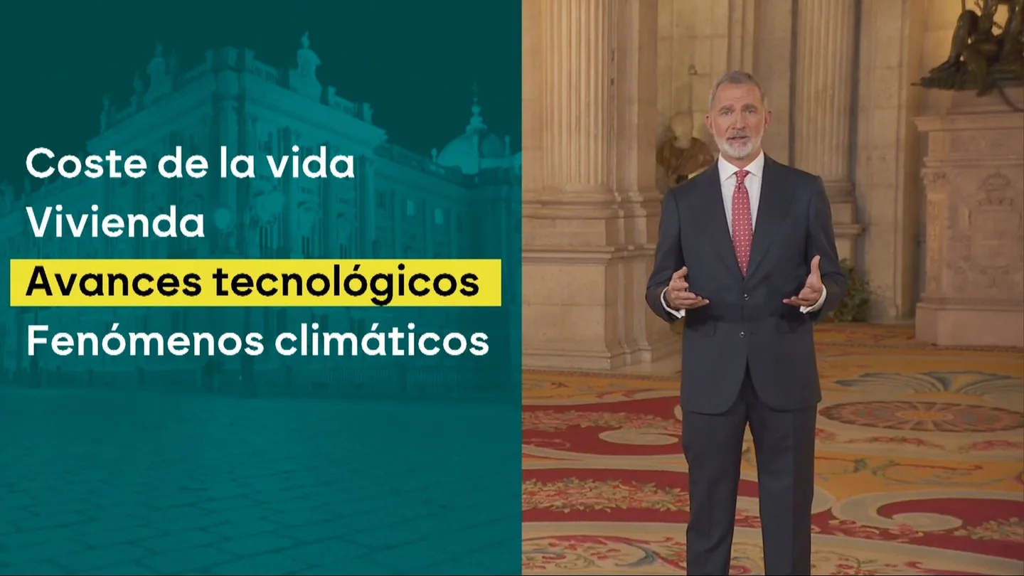 El rey pone el foco en los problemas sociales: del "aumento del coste de la vida" a la vivienda como "un obstáculo para los proyectos de tantos jóvenes" El rey pone el foco en los problemas sociales: del "aumento del coste de la vida" a la vivienda como "un obstáculo para los proyectos de tantos jóvenes"
