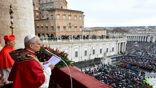 Imagen del papa León XIV durante la misa de Navidad Imagen del papa León XIV durante la misa de Navidad