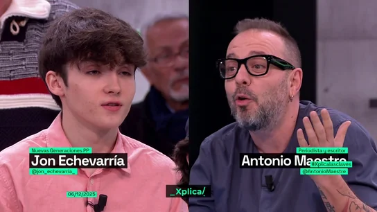 Un estudiante miembro de Nuevas Generaciones y Antonio Maestre debaten Un estudiante miembro de Nuevas Generaciones del PP: "¿Por qué Franco nos parece mal? El comunismo también es dictatorial"