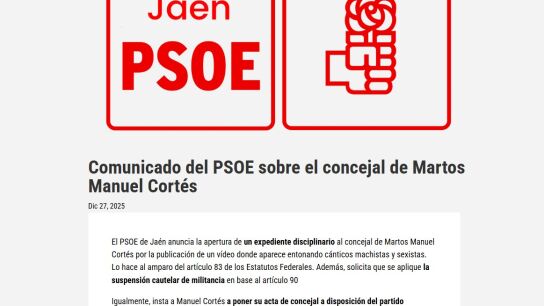 Comunicado del PSOE de Ja&eacute;n