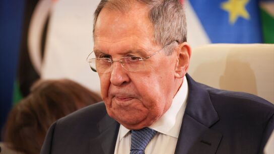 El ministro de Exteriores ruso, Sergu&eacute;i Lavrov, durante una cumbre internacional