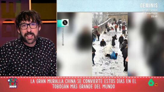 Quique Peinado, al ver c&oacute;mo los turistas se resbalan por culpa del hielo en la Gran Muralla China: "La recorres en tres minutos"
