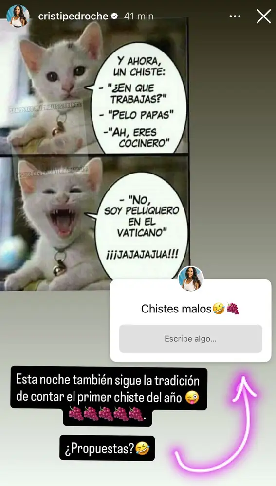 Cristina Pedroche prepara su 'chiste malo' Cristina Pedroche prepara su 'chiste malo'