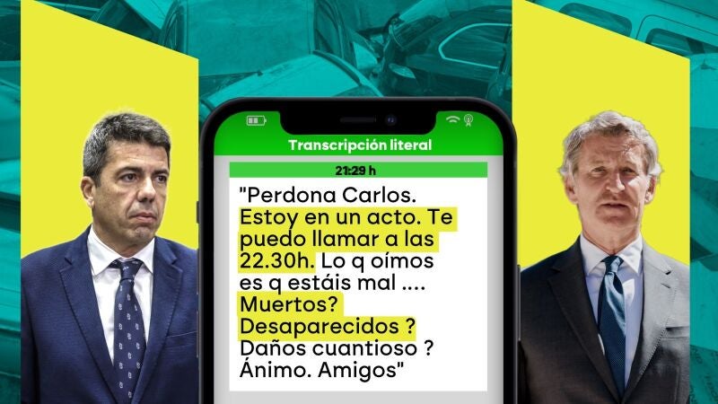 La conversaci&oacute;n completa entre Feij&oacute;o y Maz&oacute;n el d&iacute;a de la DANA: nueve mensajes desde las 19:59 horas