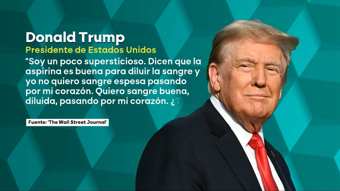 Donald Trump desvela que toma muchas aspirinas para mantener su sangre "buena y diluida". Donald Trump desvela que toma muchas aspirinas para mantener su sangre "buena y diluida".