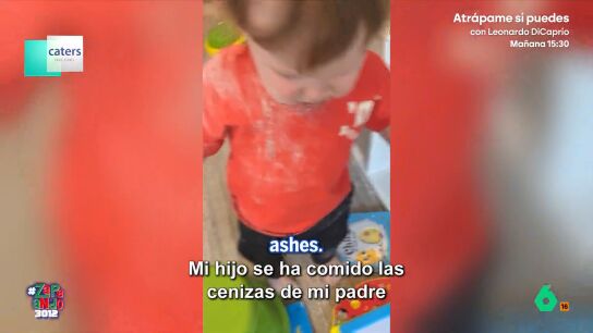 Suceso sorprendente el que grababa una madre de Reino Unido al cazar a su hijo in fraganti: "Se ha comido las cenizas de mi padre", afirma en este v&iacute;deo que ya se ha vuelto viral.