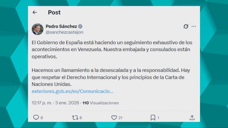 Mensaje de Pedro S&aacute;nchez en redes sociales