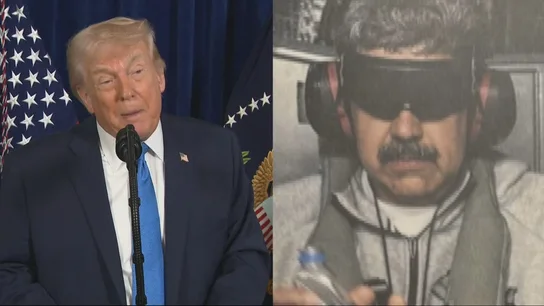 Donald Trump junto a la imagen de Maduro detenido. Donald Trump junto a la imagen de Maduro detenido.
