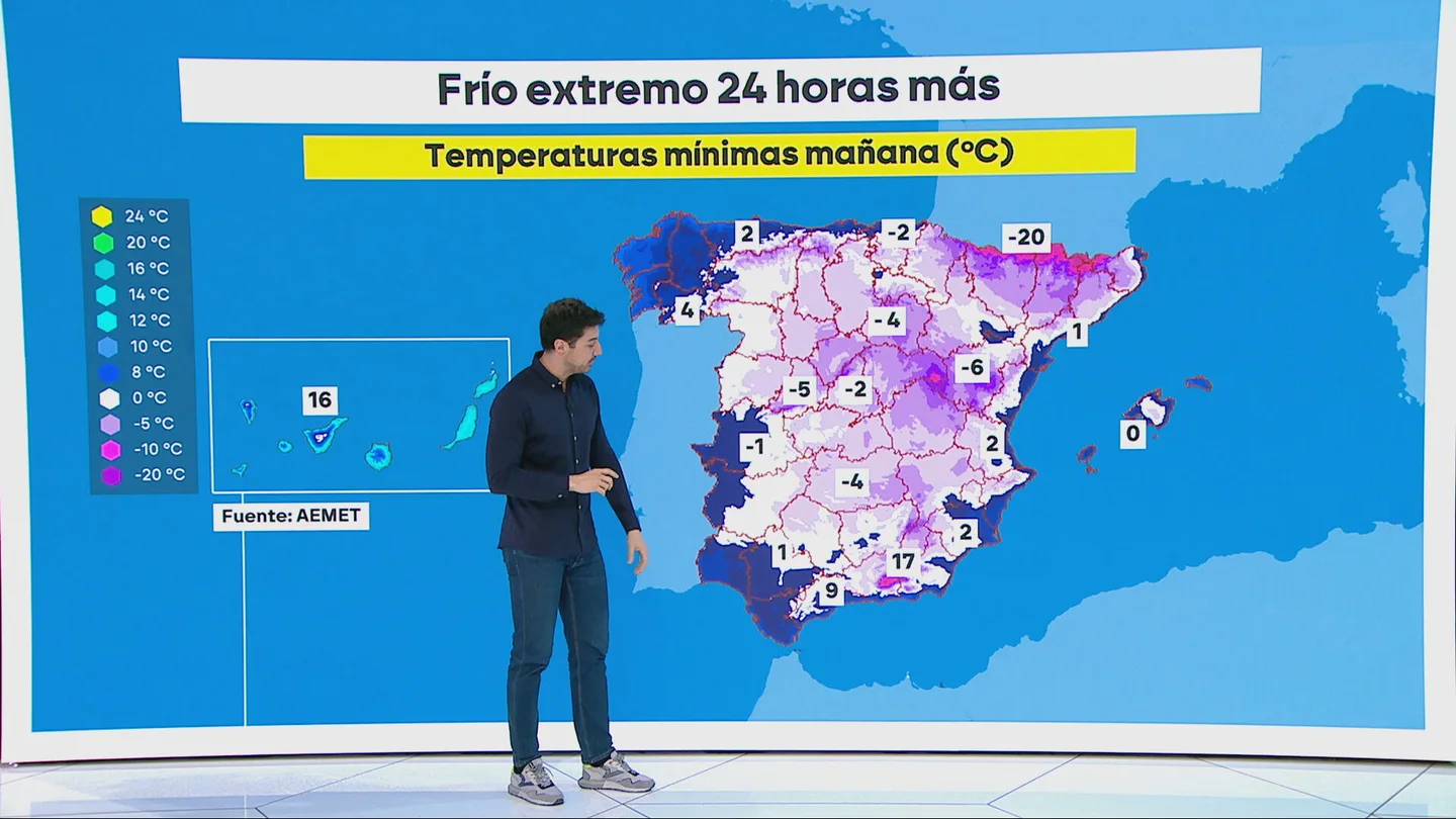El frío extremo se prolonga 24 horas más en España con mínimas de hasta 20 grados bajo cero El frío extremo se prolonga 24 horas más en España con mínimas de hasta 20 grados bajo cero