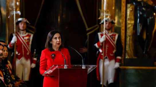La ministra de Defensa, Margarita Robles, pronuncia su discurso en el Salón del Trono del Palacio Real con motivo de la celebración de la Pascua Militar La ministra de Defensa, Margarita Robles, pronuncia su discurso en el Salón del Trono del Palacio Real con motivo de la celebración de la Pascua Militar