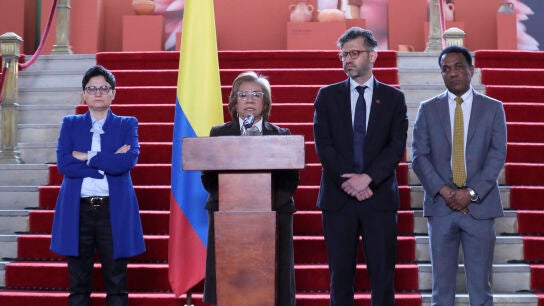 La ministra de Exteriores de Colombia, Yolanda Villavicencio, durante una comparecencia