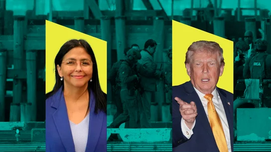 Delcy Rodríguez y Donald Trump. Delcy Rodríguez y Donald Trump.