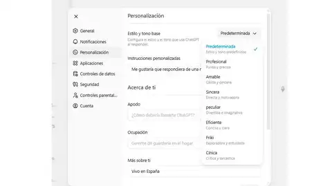Eligiendo la personalidad para el asitente de Chat GPT Eligiendo la personalidad para el asitente de Chat GPT