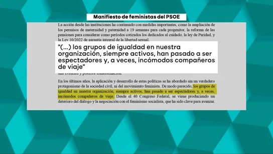Históricas feministas del PSOE piden al partido un proceso de escucha, reflexión y autocrítica tras el estallido del 'Me too' en las filas de la formación Históricas feministas del PSOE piden al partido un proceso de escucha, reflexión y autocrítica tras el estallido del 'Me too' en las filas de la formación