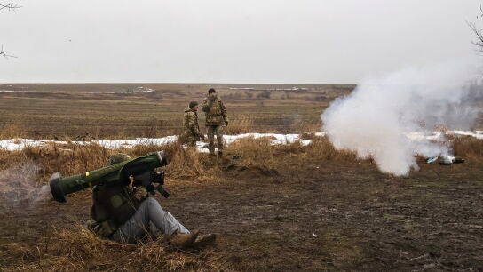 Militares de la 65.&ordf; brigada mecanizada independiente de las Fuerzas Armadas de Ucrania, en un entrenamiento en Zaporiyia