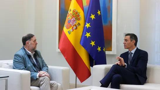 Imagen de una reunión entre Oriol Junqueras y Pedro Sánchez Imagen de una reunión entre Oriol Junqueras y Pedro Sánchez