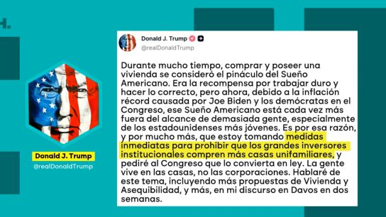 Donald Trump anuncia que prohibir&aacute; a las grandes empresas comprar viviendas unifamiliares en Estados Unidos
