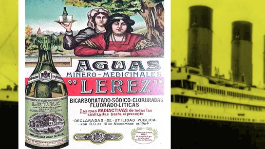 Grafismo que muestra un cartel en el que se anuncian las Aguas Lérez Grafismo que muestra un cartel en el que se anuncian las Aguas Lérez