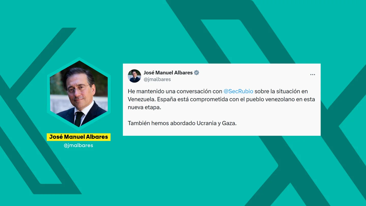 El tuit del ministro de Asuntos Exteriores, José Manuel Albares, tras su conversación con Marco Rubio. El tuit del ministro de Asuntos Exteriores, José Manuel Albares, tras su conversación con Marco Rubio.
