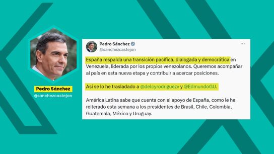 S&aacute;nchez traslada a Delcy Rodr&iacute;guez y Edmundo Gonz&aacute;lez su respaldo para "una transici&oacute;n pac&iacute;fica" y se presta a "contribuir a acercar posiciones"