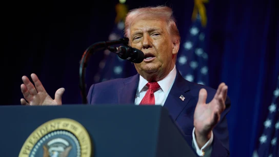 El presidente de Estados Unidos, Donald Trump, durante una comparecencia El presidente de Estados Unidos, Donald Trump, durante una comparecencia