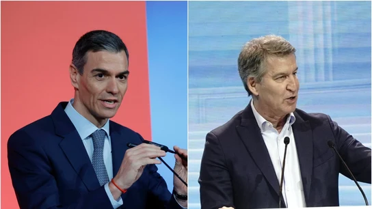 Pedro Sánchez, a la izquierda; Alberto Núñez Feijóo, a la derecha Pedro Sánchez, a la izquierda; Alberto Núñez Feijóo, a la derecha