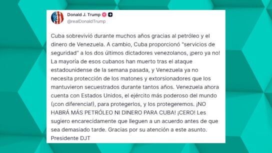 Nueva advertencia de Trump para Cuba.