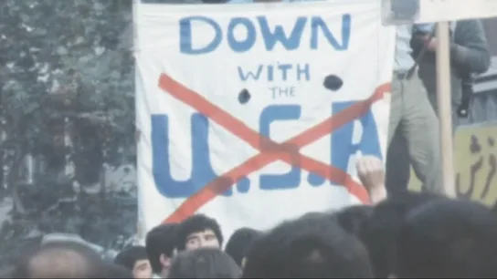 Pancarta en Irán con el lema 'Abajo con EEUU' Pancarta en Irán con el lema 'Abajo con EEUU'