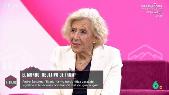 Manuela Carmena, sobre las intenciones de Trump con Groenlandia: "Los europeos debemos decir 'no' a la burla y el desprecio de EEUU" Manuela Carmena, sobre las intenciones de Trump con Groenlandia: "Los europeos debemos decir 'no' a la burla y el desprecio de EEUU"