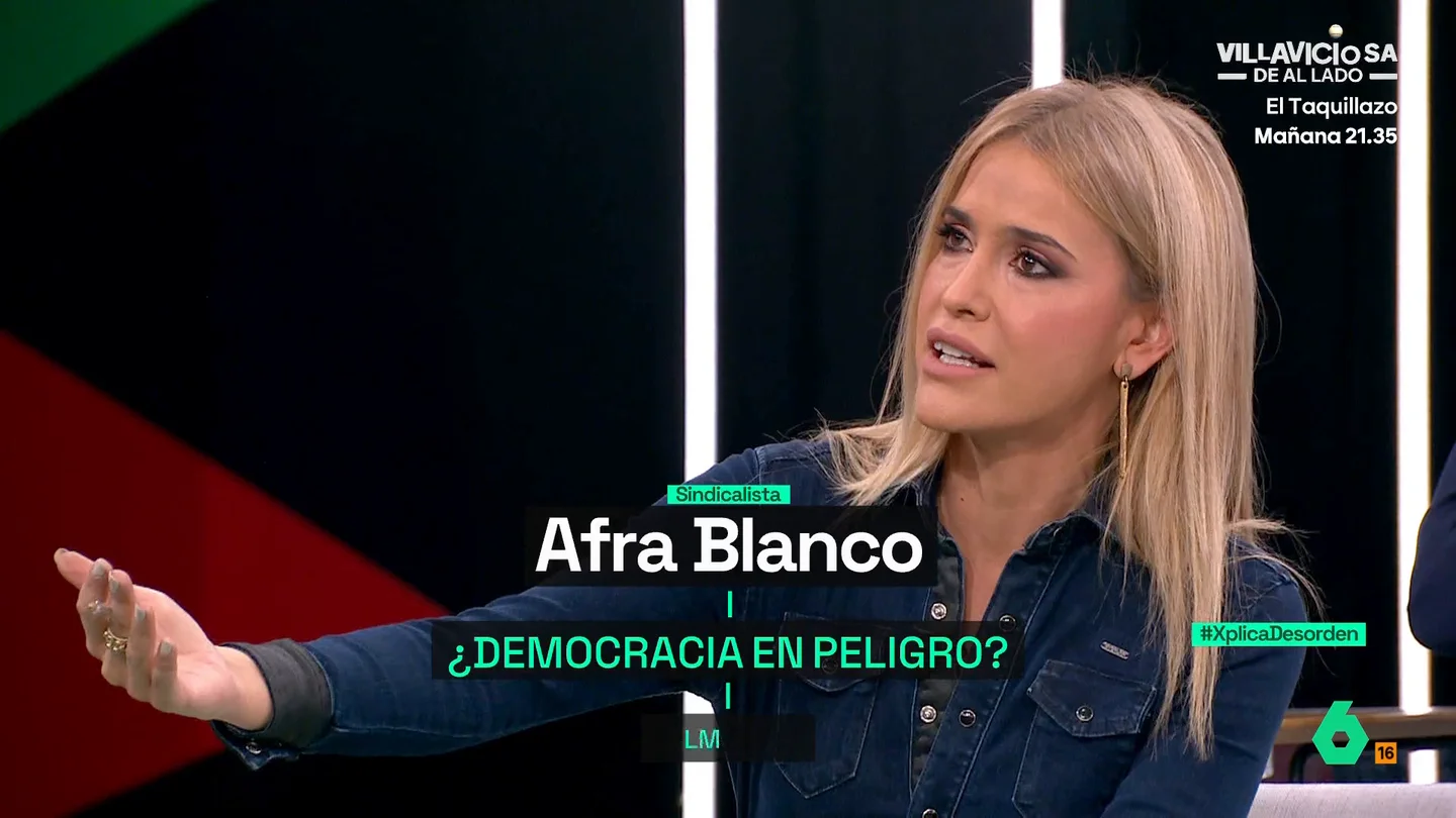 Afra Blanco advierte de que "las democracias están en peligro": "Hemos convertido en respetable algo que nunca debería haberlo sido" Afra Blanco advierte de que "las democracias están en peligro": "Hemos convertido en respetable algo que nunca debería haberlo sido"