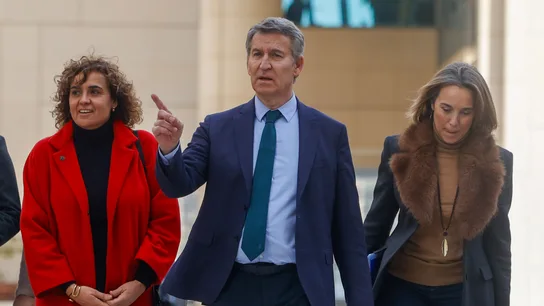 Dolors Montserrat, Alberto Núñez Feijóo y Cuca Gamarra, a su llegada al comité de dirección nacional del PP Dolors Montserrat, Alberto Núñez Feijóo y Cuca Gamarra, a su llegada al comité de dirección nacional del PP