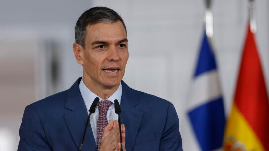 El presidente del Gobierno, Pedro S&aacute;nchez,  este lunes en Moncloa.  