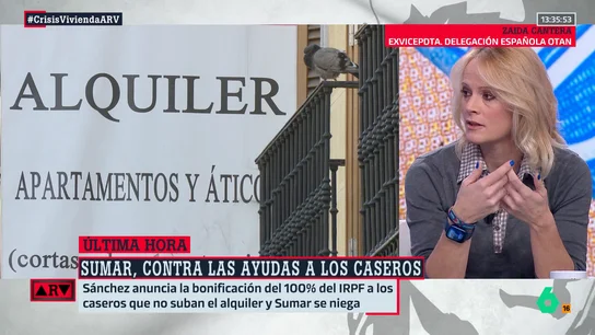 Zaida Cantera, de la crítica de Sumar a las ayudas a los caseros: "Esta manía de Yolanda Días de llamar rentistas a todos es un error" Zaida Cantera, de la crítica de Sumar a las ayudas a los caseros: "Esta manía de Yolanda Días de llamar rentistas a todos es un error"