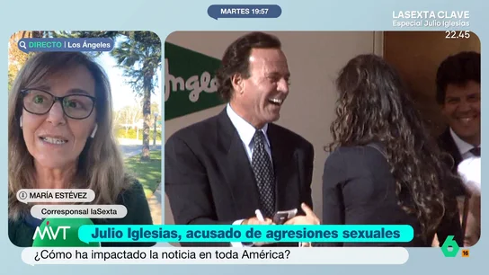 María Estévez explica por qué es difícil que Julio Iglesias recupere su prestigio en EEUU tras ser acusado de agresión sexual Dos exempleadas del artista le han denunciado frente a la Fiscalía de la Audiencia Nacional por unos hechos ocurridos en el 2021 mientras trabajaban en las casas que el cantante tiene en República Dominicana y Bahamas.