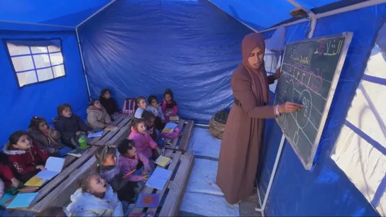 Imagen de una de las aulas de la Franja de Gaza Imagen de una de las aulas de la Franja de Gaza