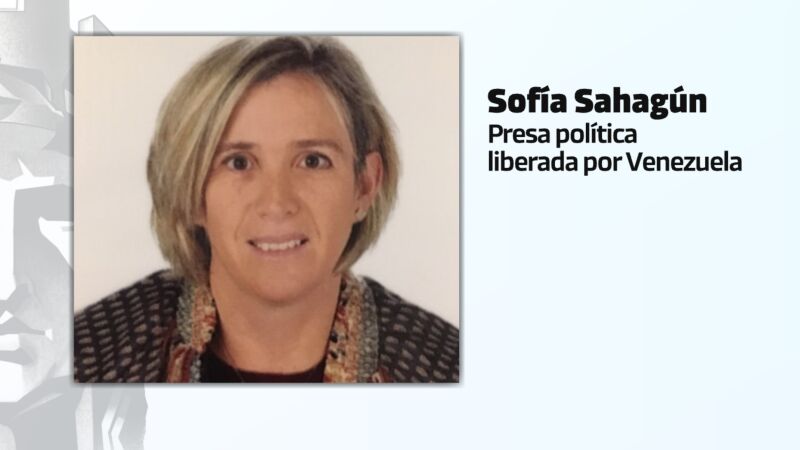 La espa&ntilde;ola Sof&iacute;a Sahag&uacute;n, presa pol&iacute;tica liberada por Venezuela